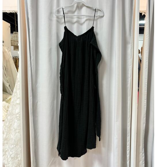 NWT Elan Gauze Sleeveless Halter Neck Midi Dress Charcoal Black Women's Size M - Picture 10 of 11